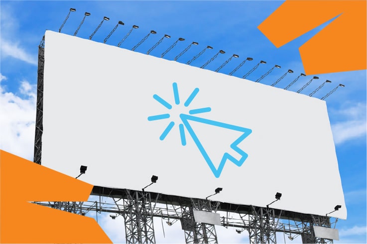billboard with a cursor representing the combination of traditional marketing channels with digital marketing channels