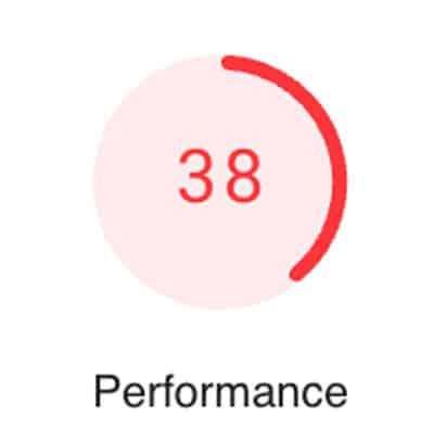 Icon of a bad website performance on Google PageSpeed Insights