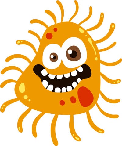 A cute graphic of a virus representing a toxic backlink, this image is decorative