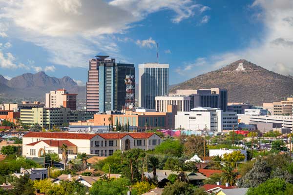 View of Tucson Downtown with businesses